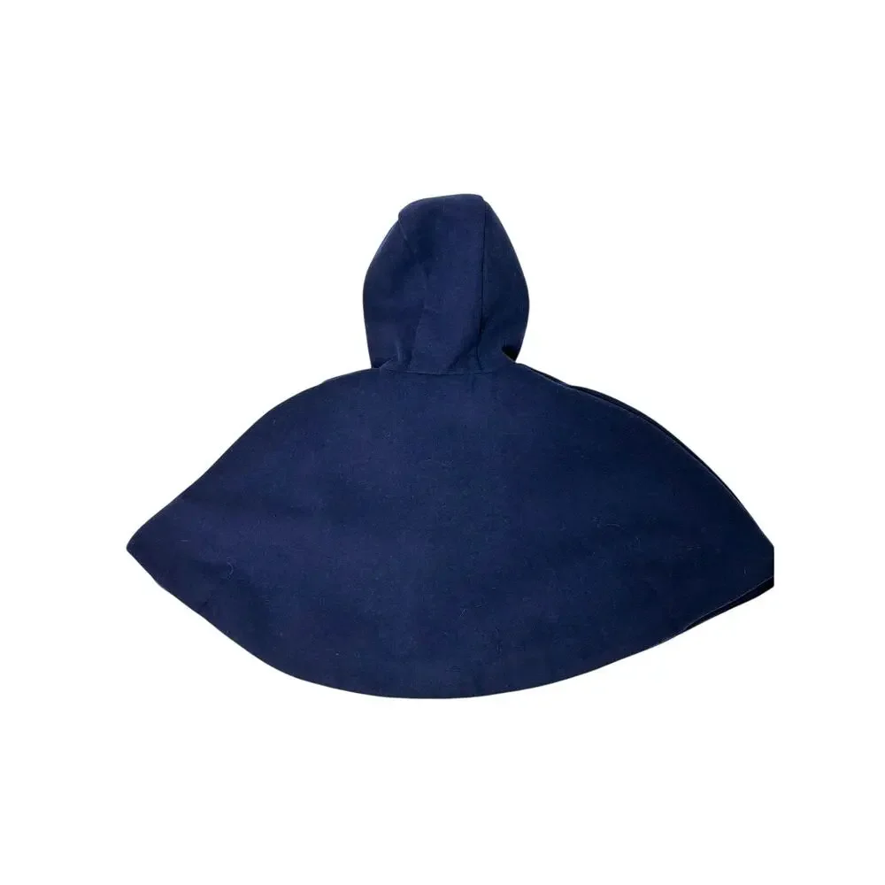 Janie & Jack Faux Fur Trimmed Hooded Navy Cape 6-12 month